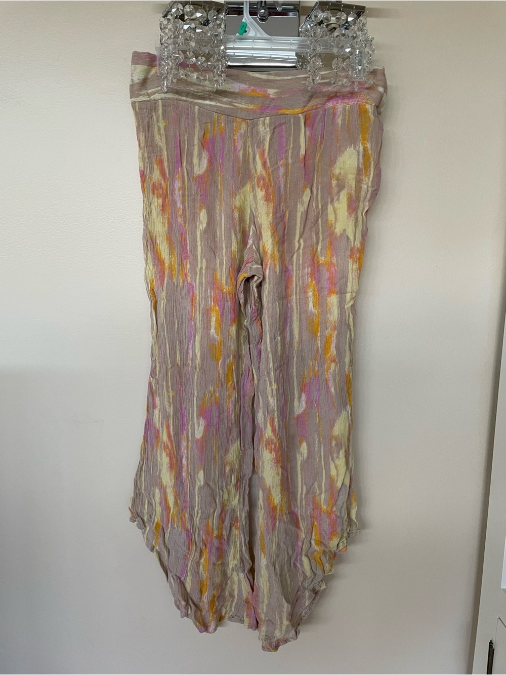 Free People Multi-Color Watercolor Wide-Leg angled Pants